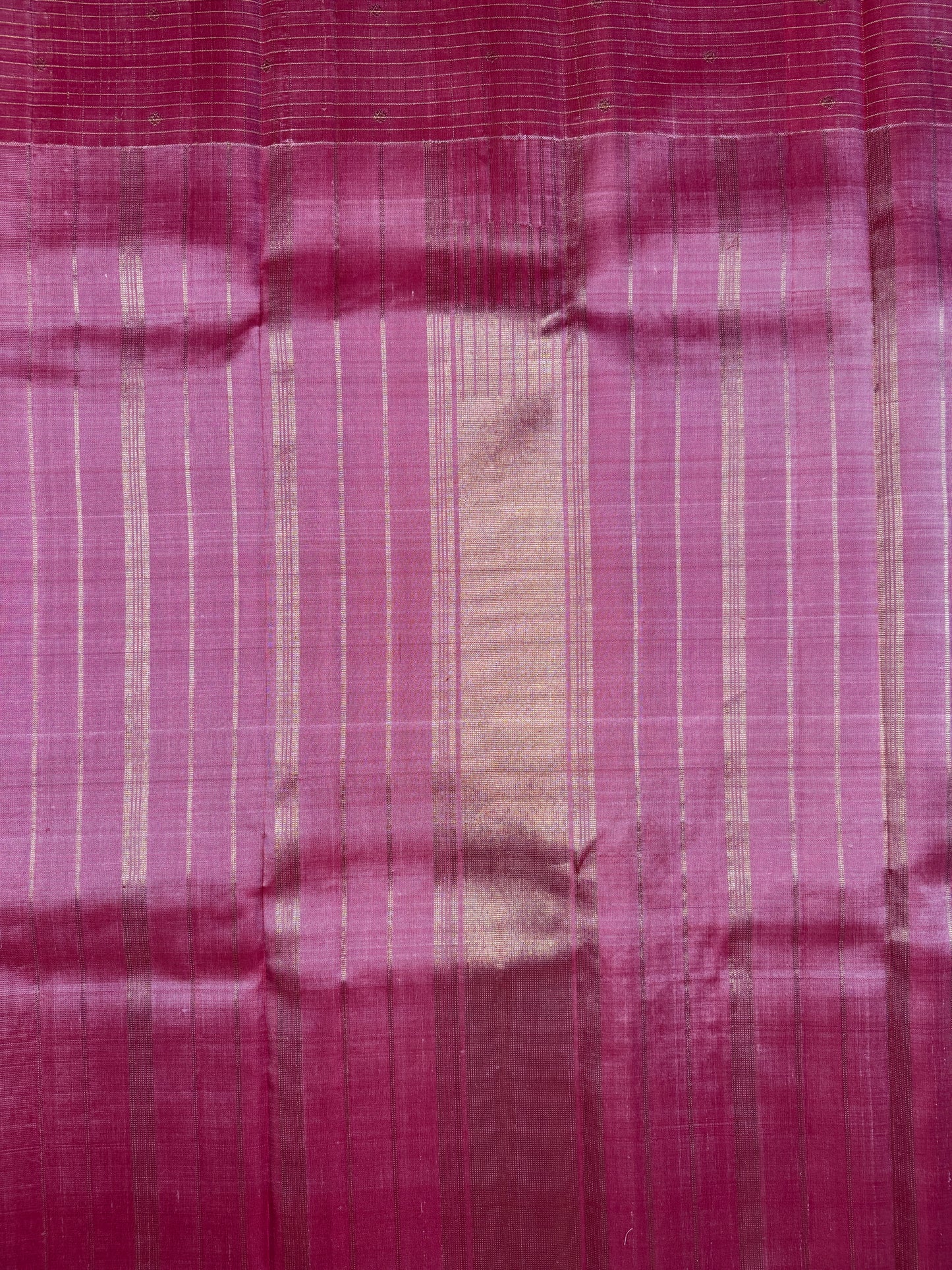 Blush Pink & Plum Pure Kanchipuram Silk Saree with Pure Zari Buttas and Checked Border