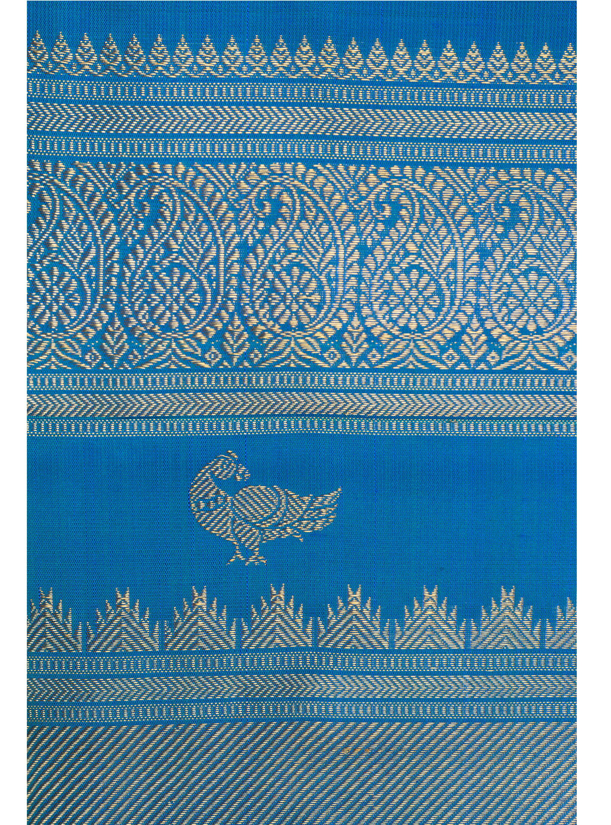 Bluish Grey and Mayilkazhuthu Blue korvai border Kanjivaram Saree