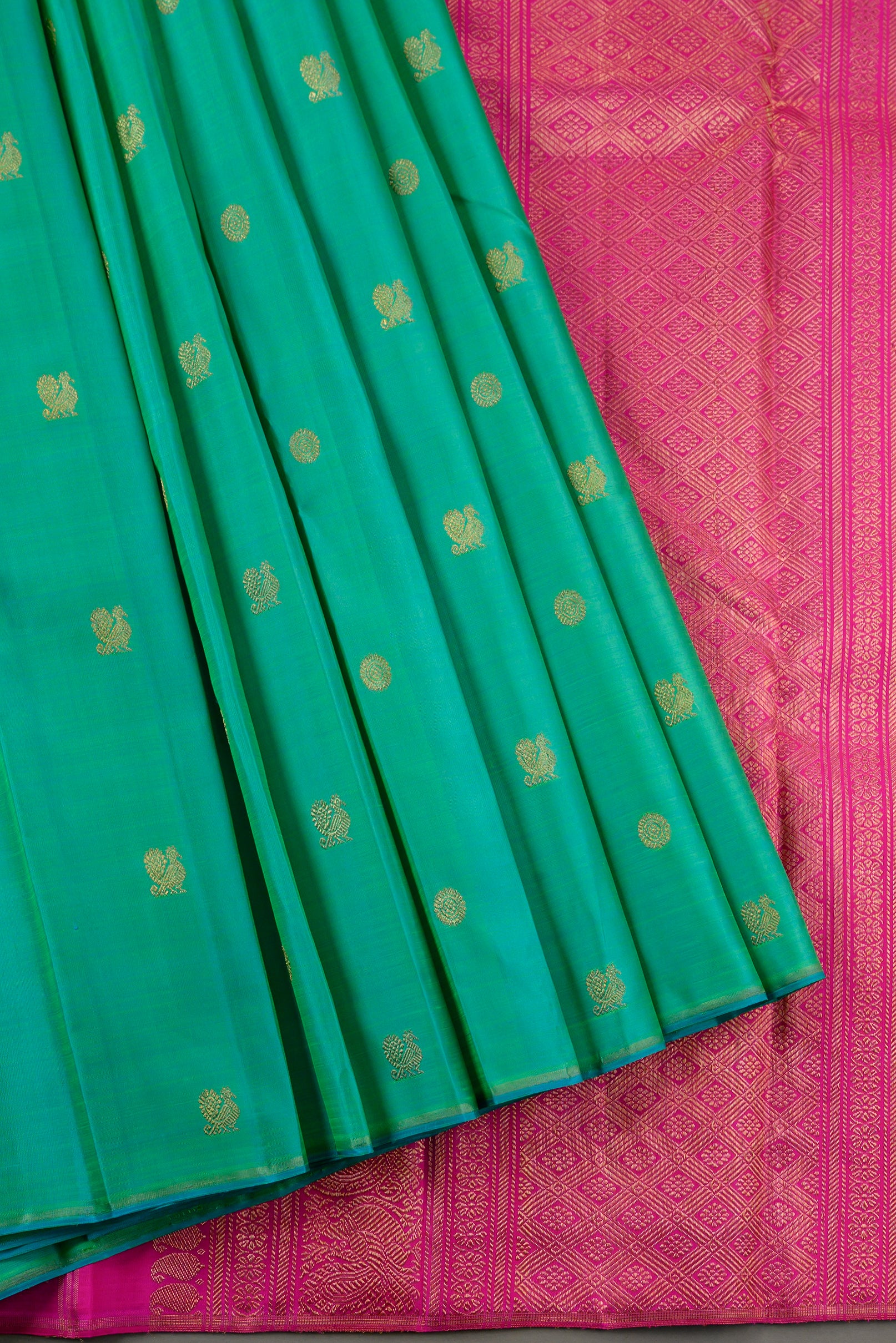 Borderless Sea green with Rani Pink Pallu
