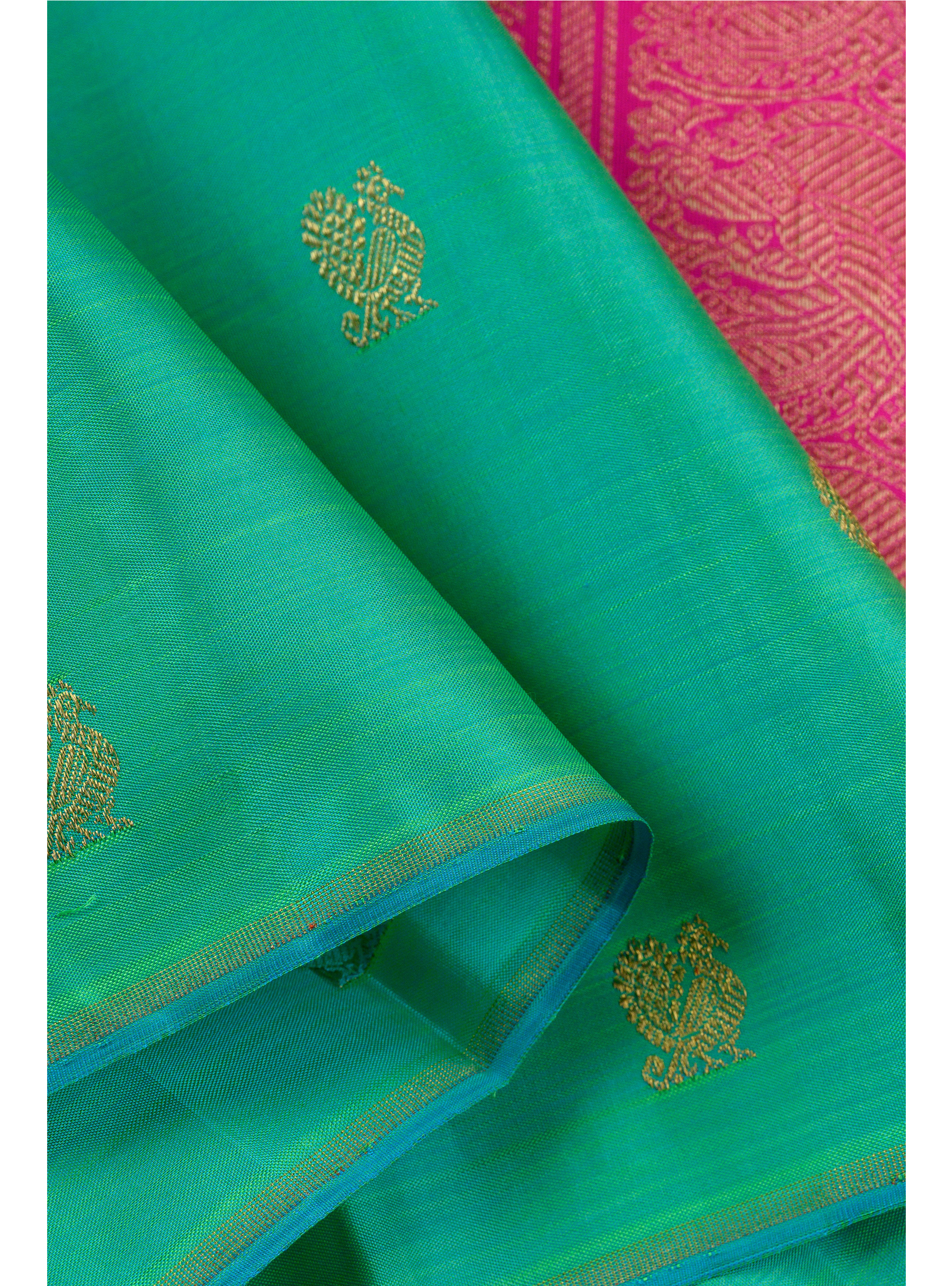 Borderless Sea green with Rani Pink Pallu