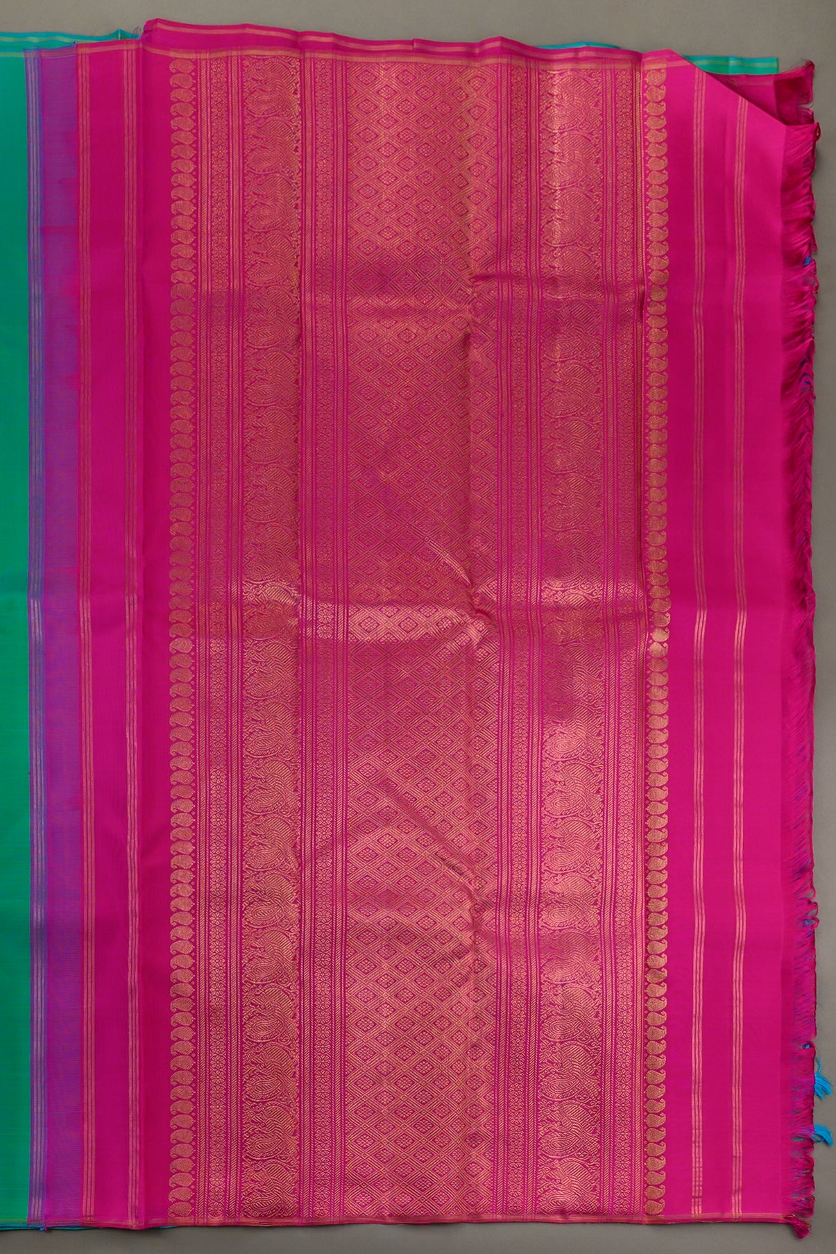 Borderless Sea green with Rani Pink Pallu