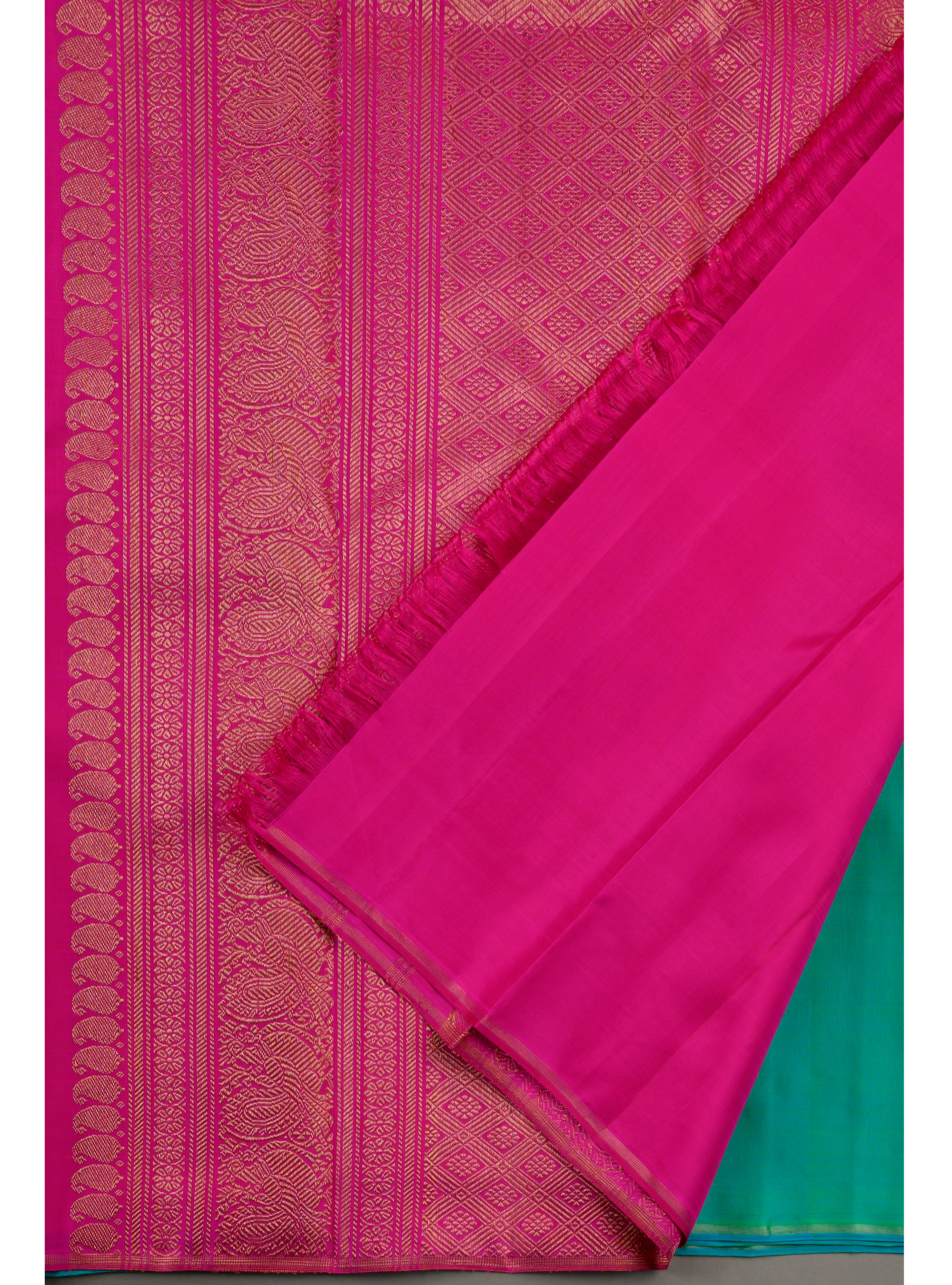 Borderless Sea green with Rani Pink Pallu