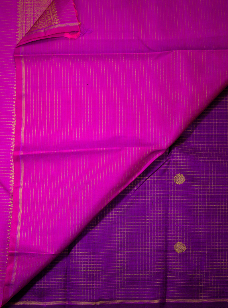A borderless zari kattam kanchivaram in purple