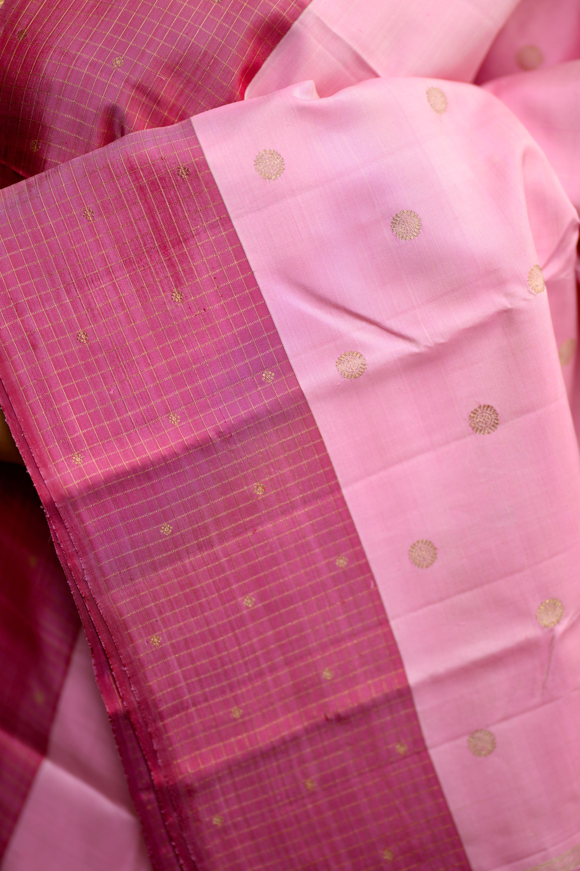 Pastel Pink Zari Kattam Kanjivaram