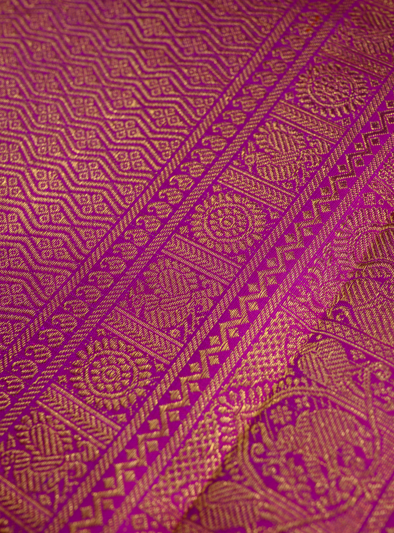 A borderless zari kattam kanchivaram in purple