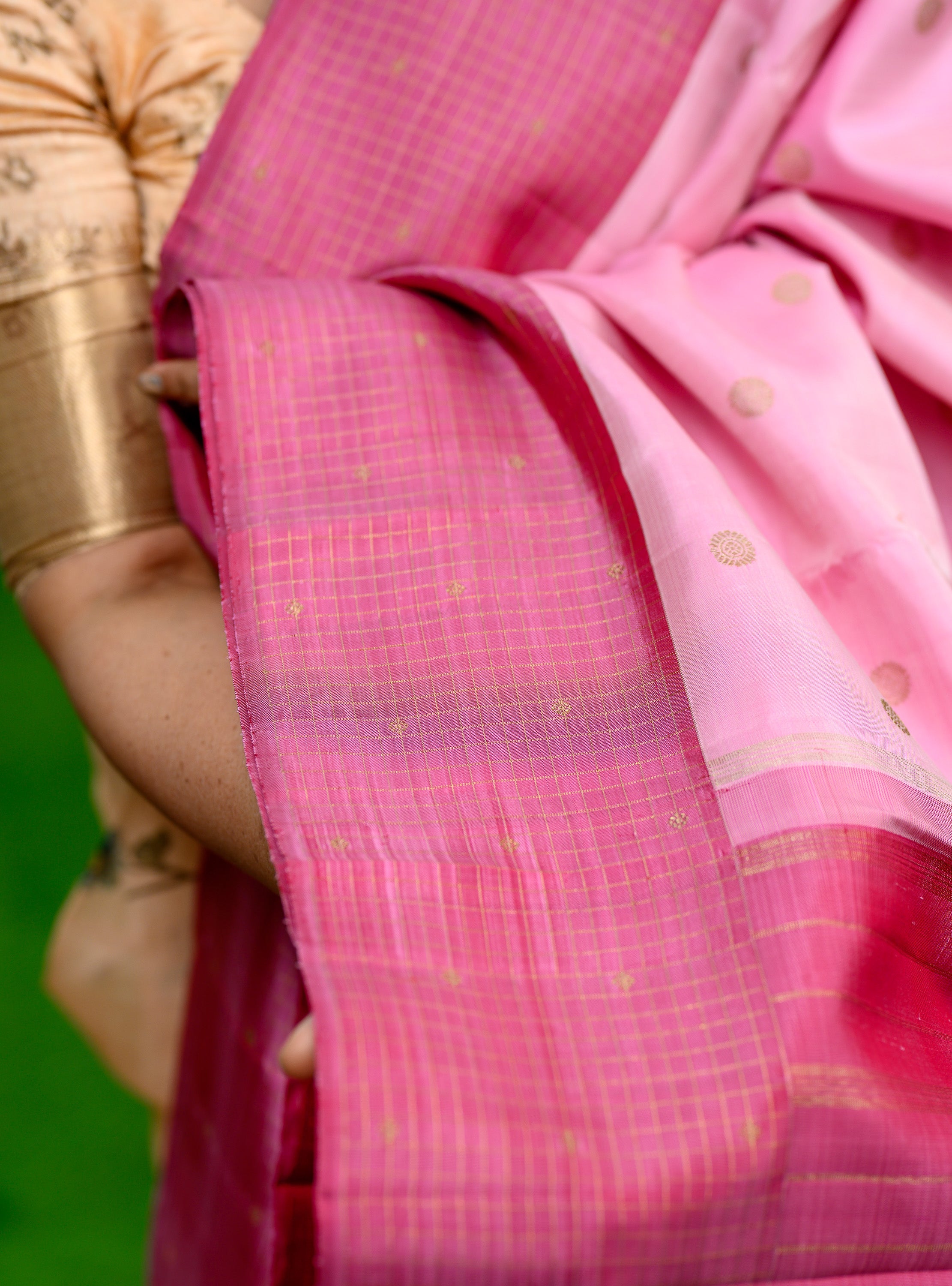 Pastel Pink Zari Kattam Kanjivaram