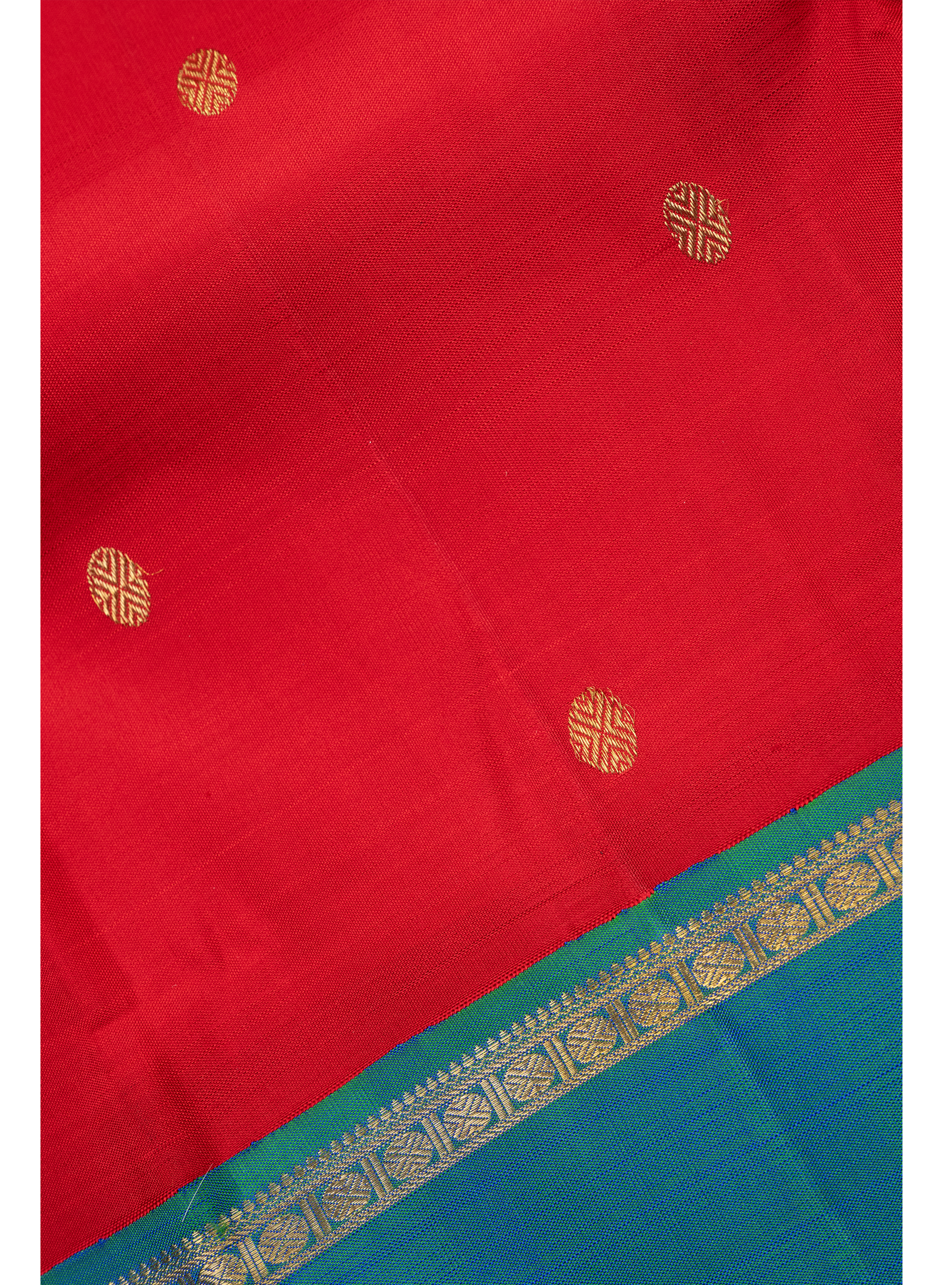 Red and Blue Korvai Border Kanchipuram Saree