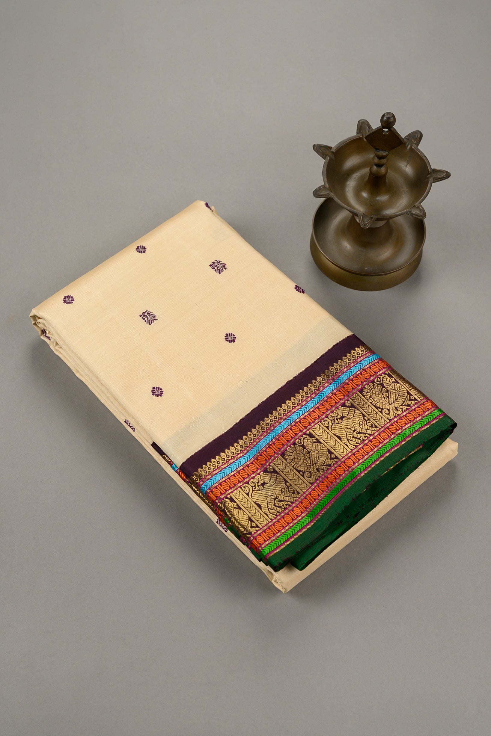 Tussar Cream Korvai Kanjivaram