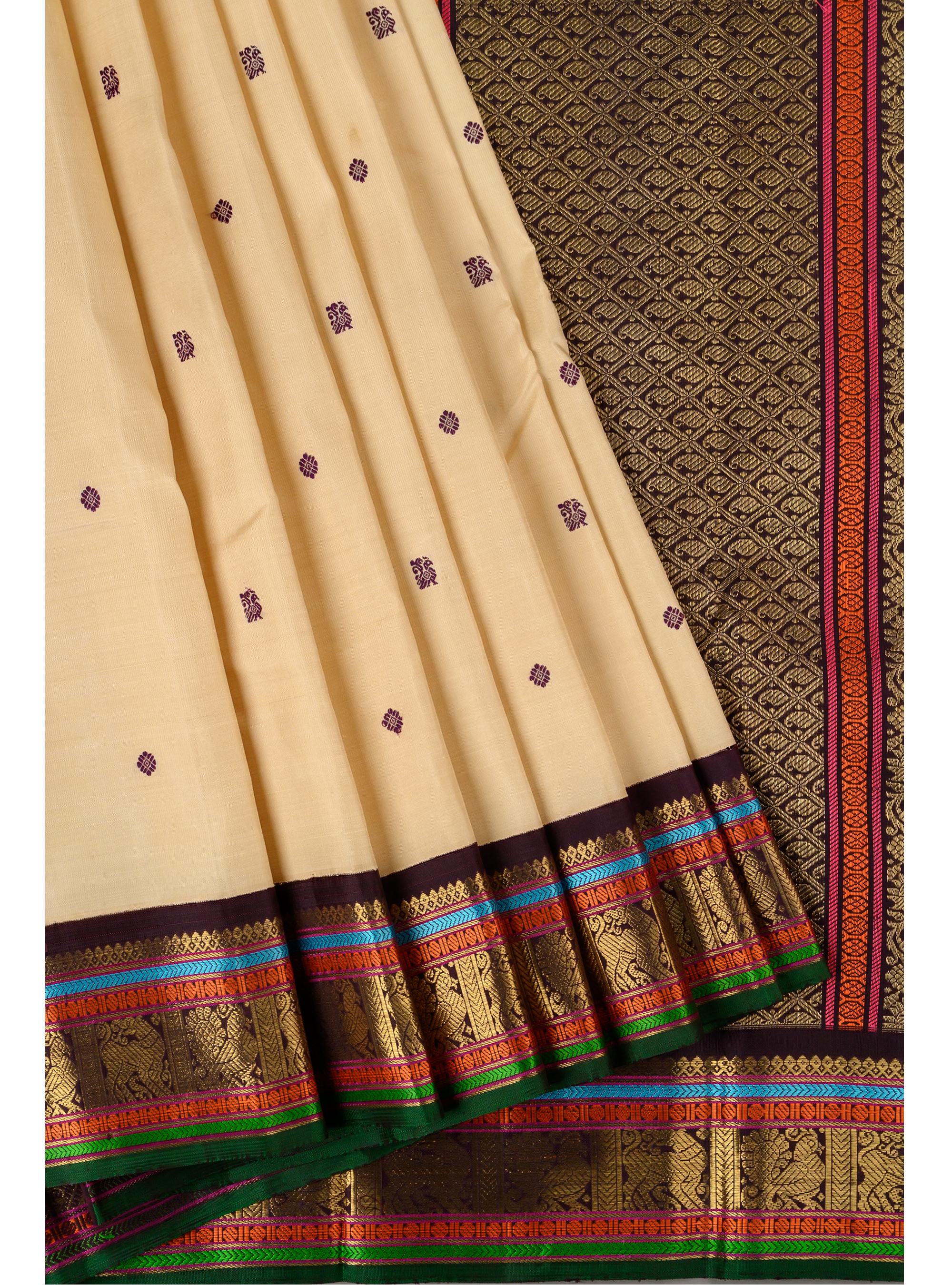 Tussar Cream Korvai Kanjivaram