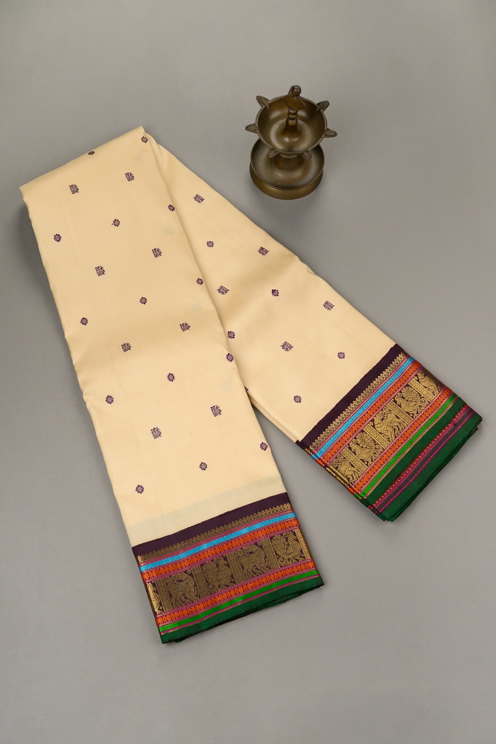 Tussar Cream Korvai Kanjivaram