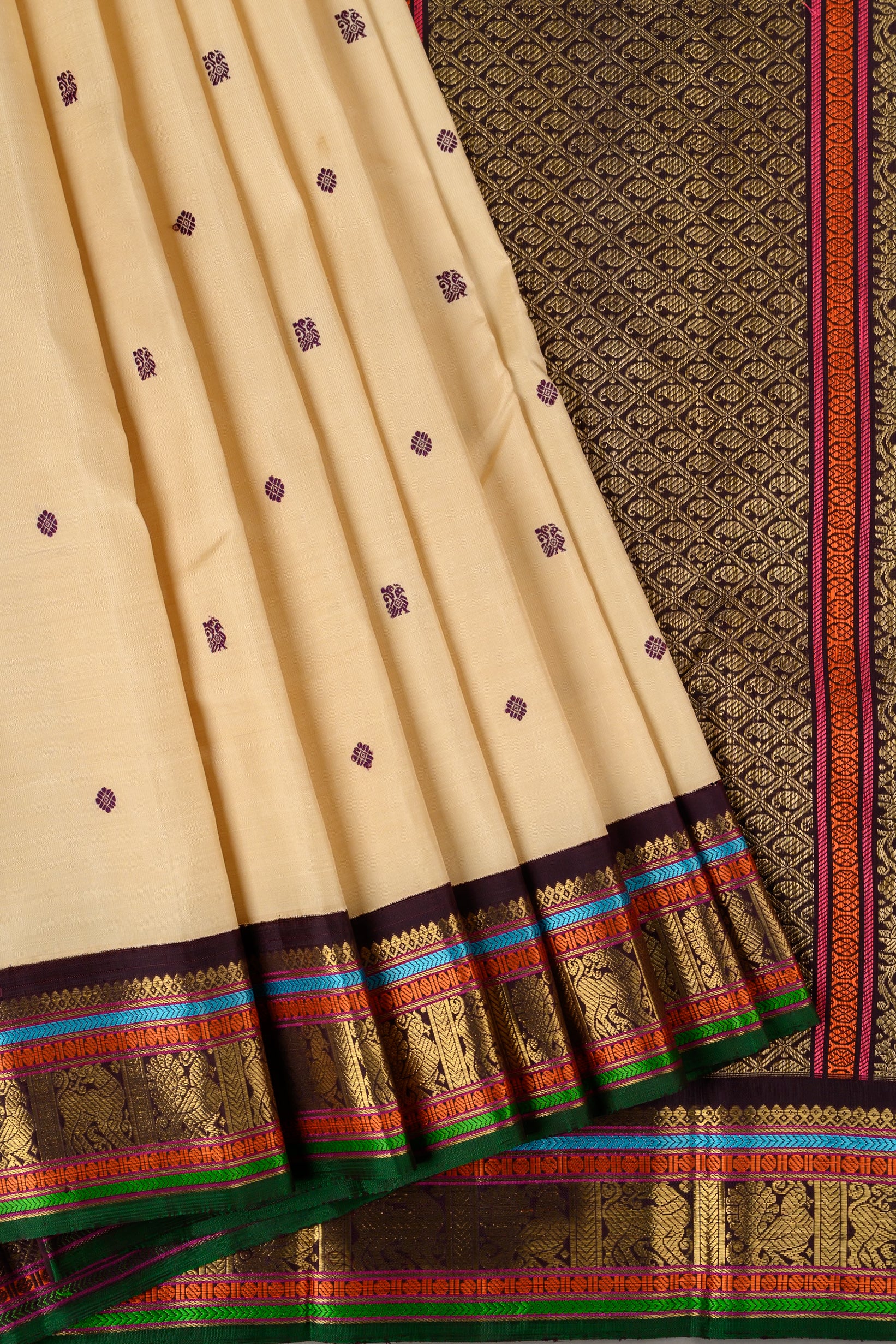 Tussar Cream Korvai Kanjivaram