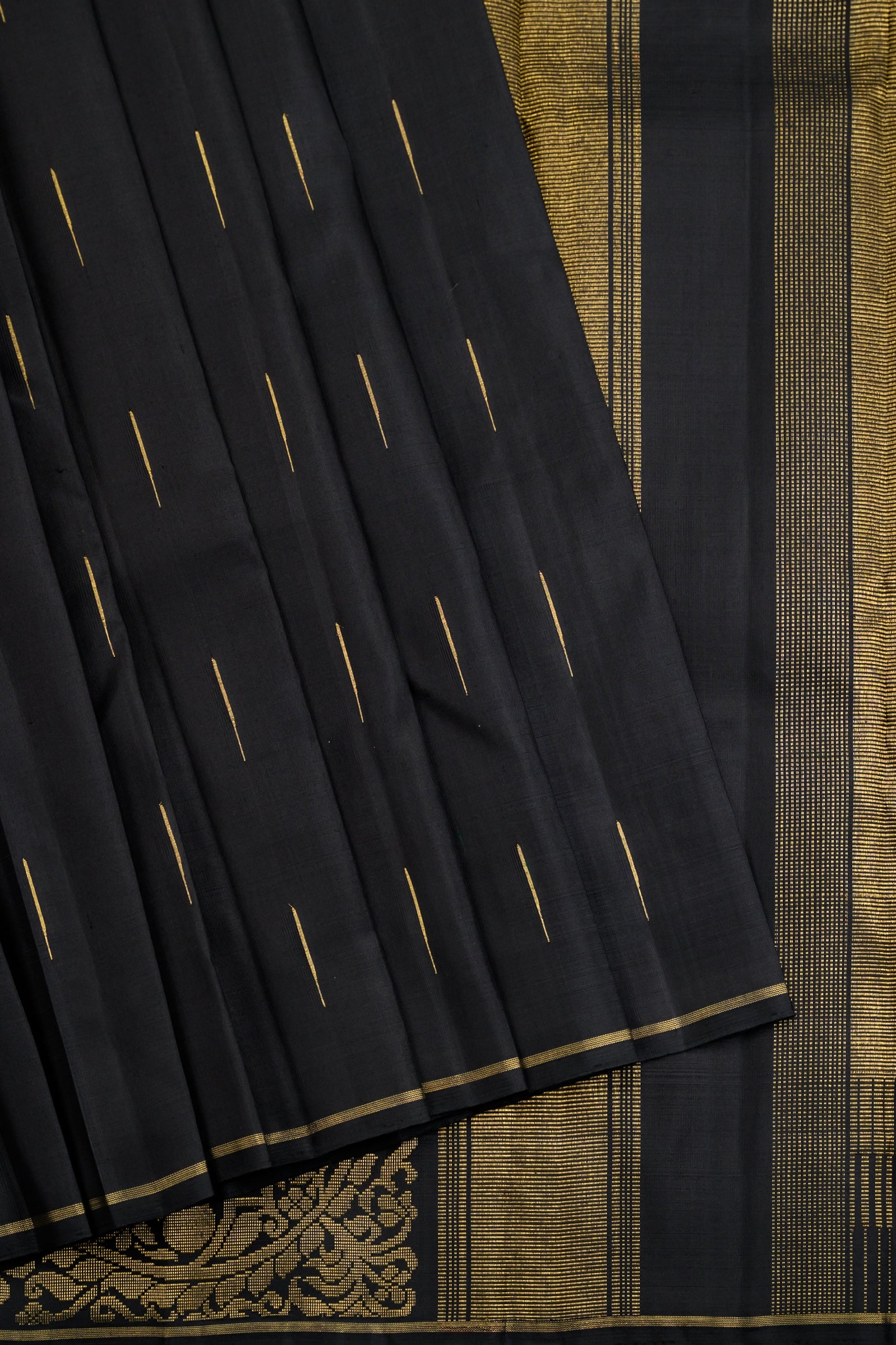 Borderless Black Kanjivaram Saree