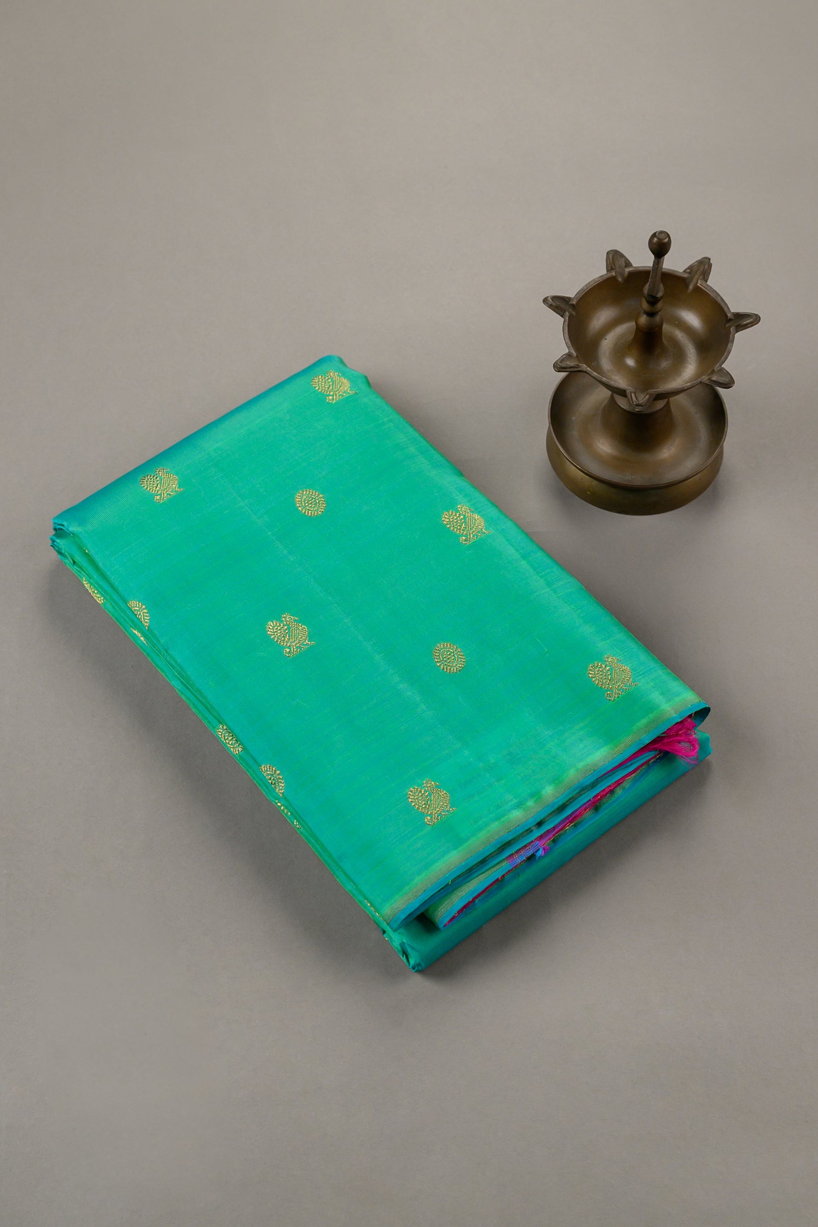 Borderless Sea green with Rani Pink Pallu