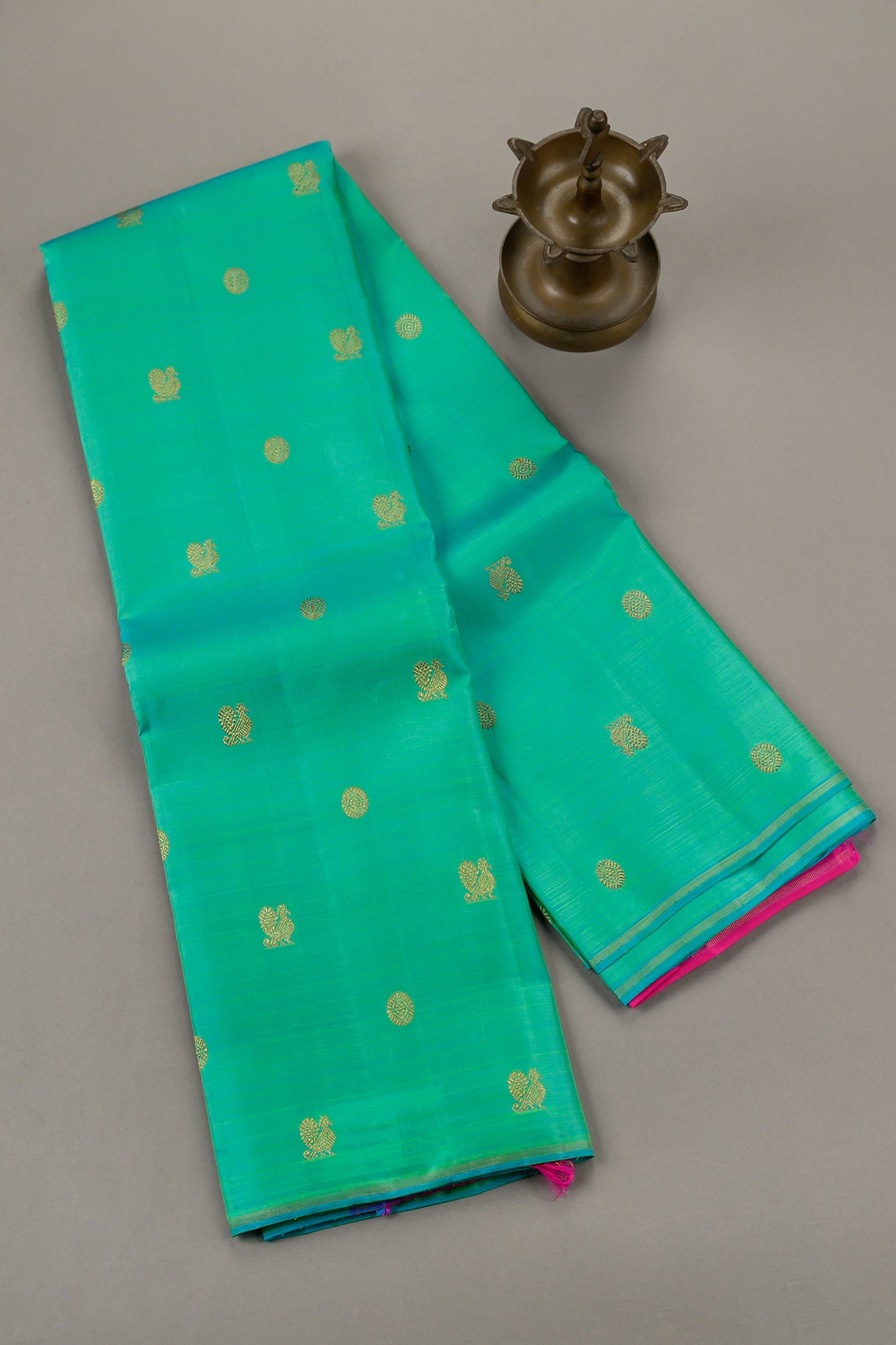 Borderless Sea green with Rani Pink Pallu