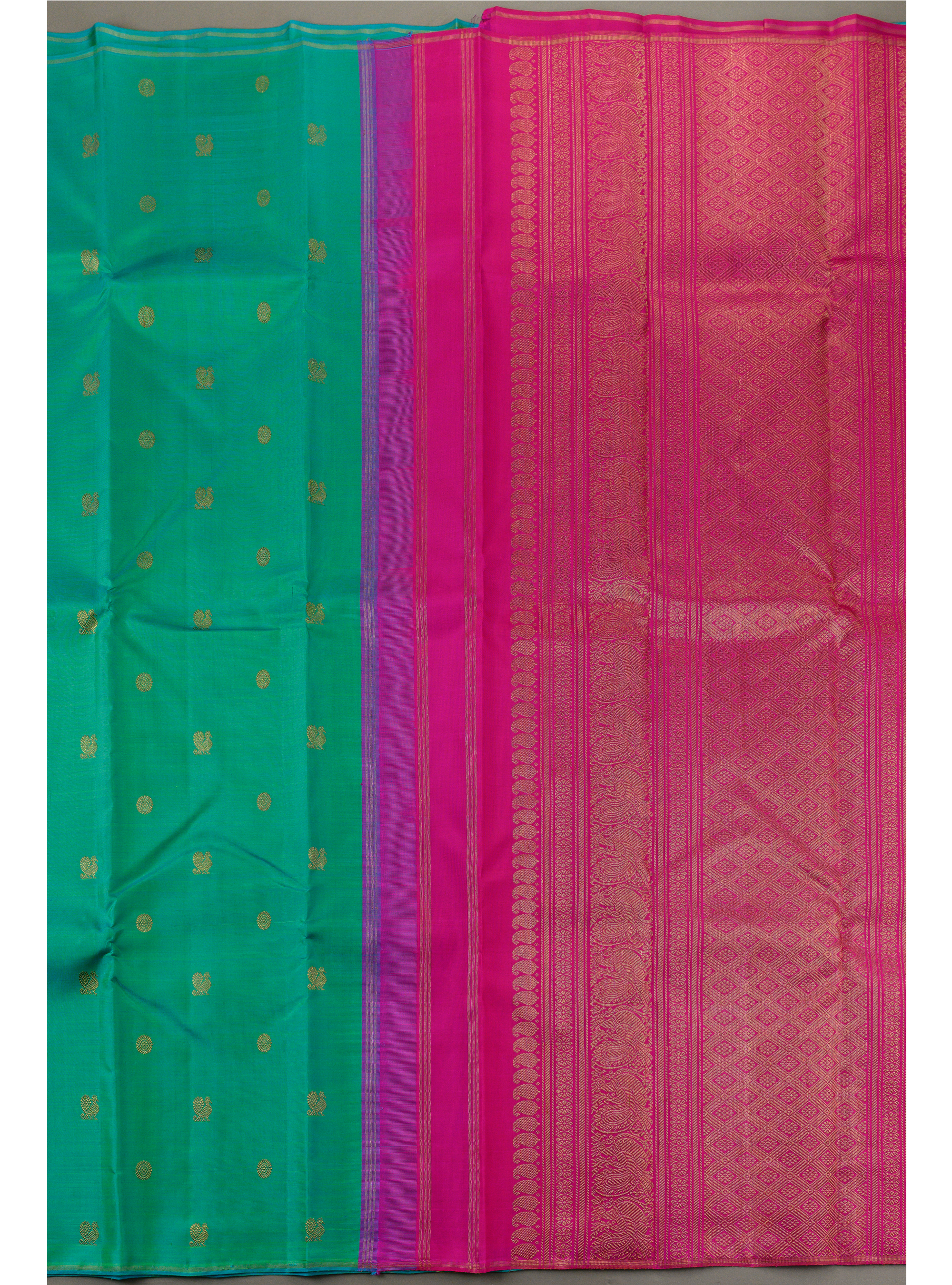 Borderless Sea green with Rani Pink Pallu