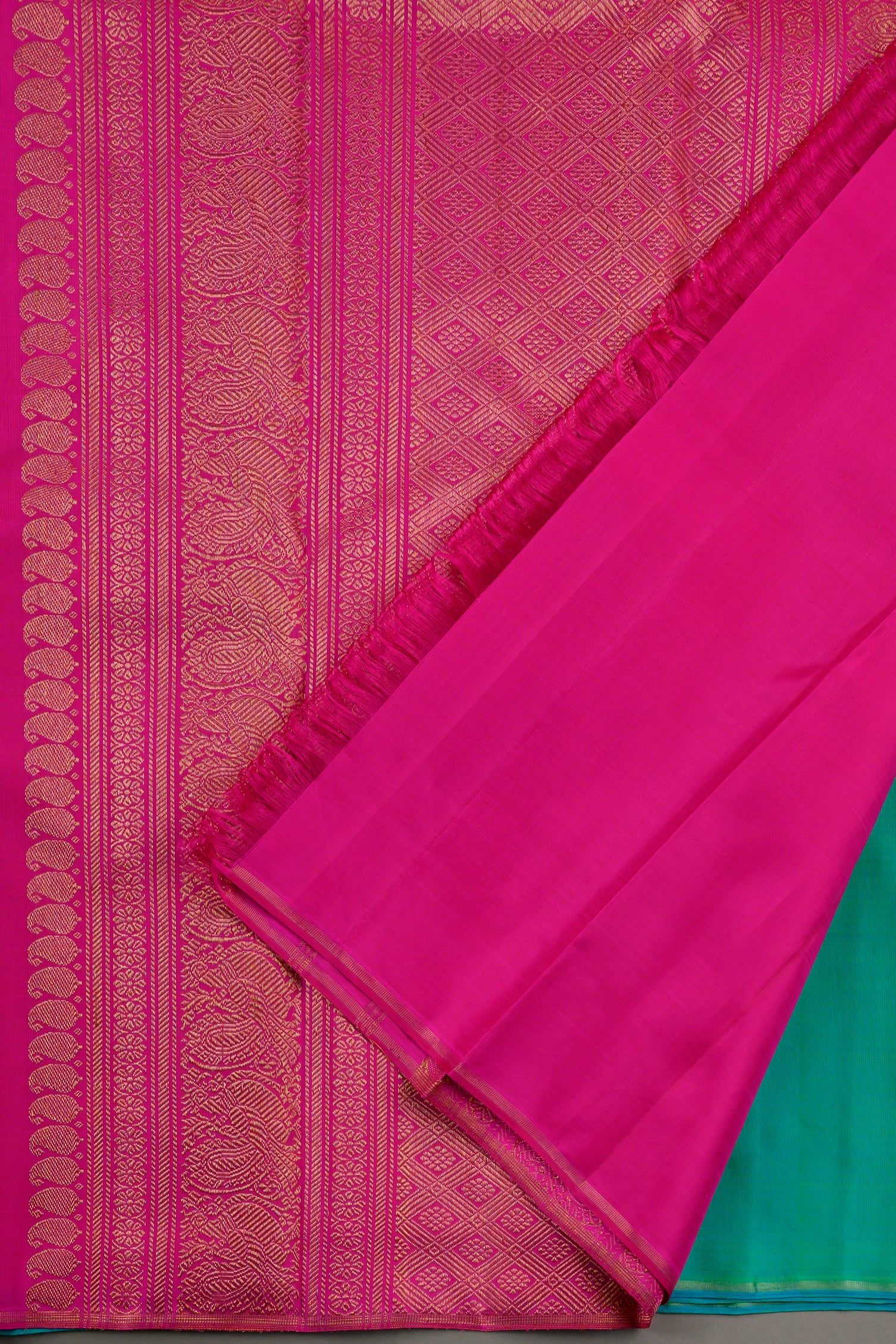Borderless Sea green with Rani Pink Pallu