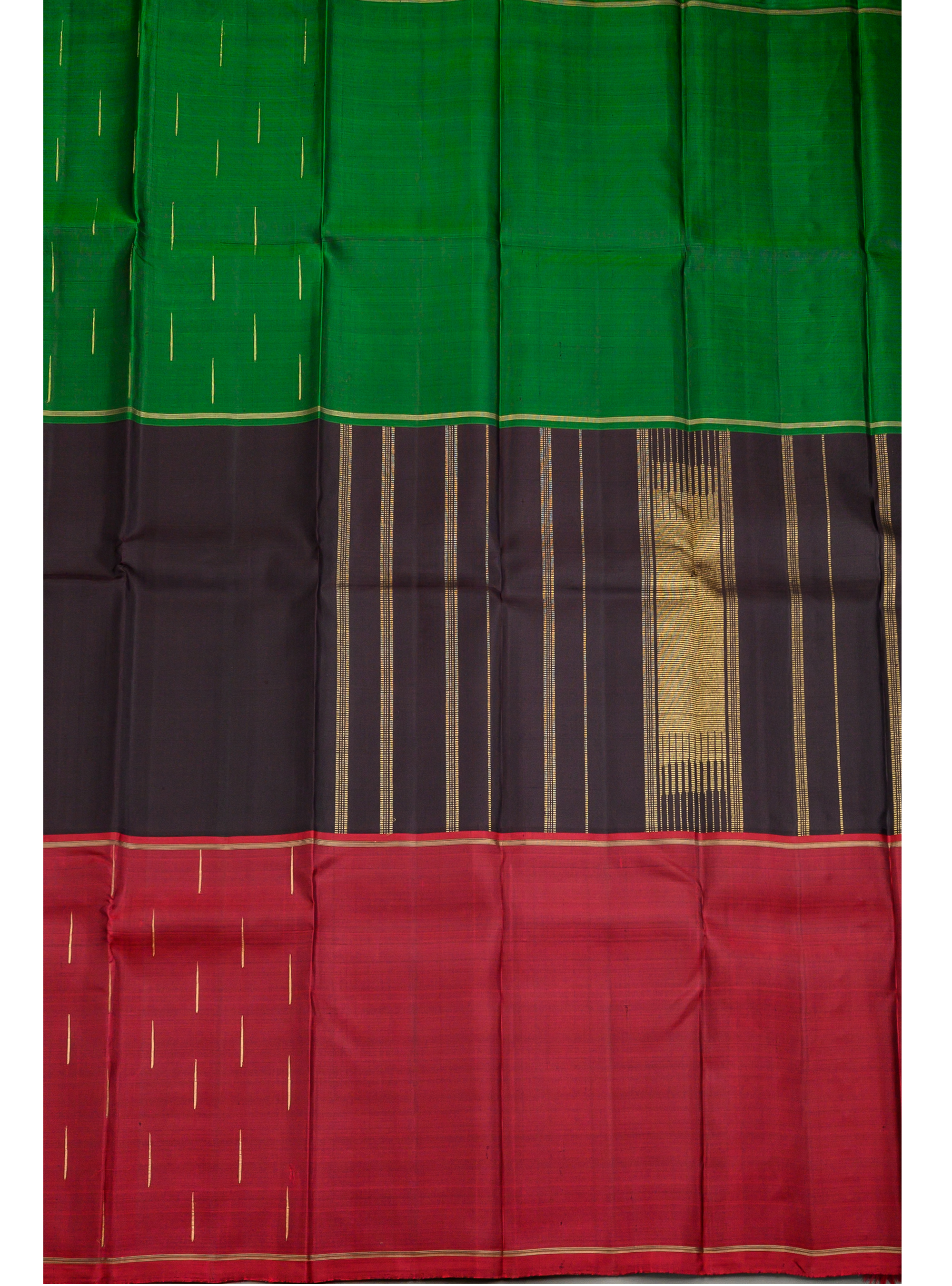 Deep Arakku, Green and Black Mubbagam Kanjivaram Saree