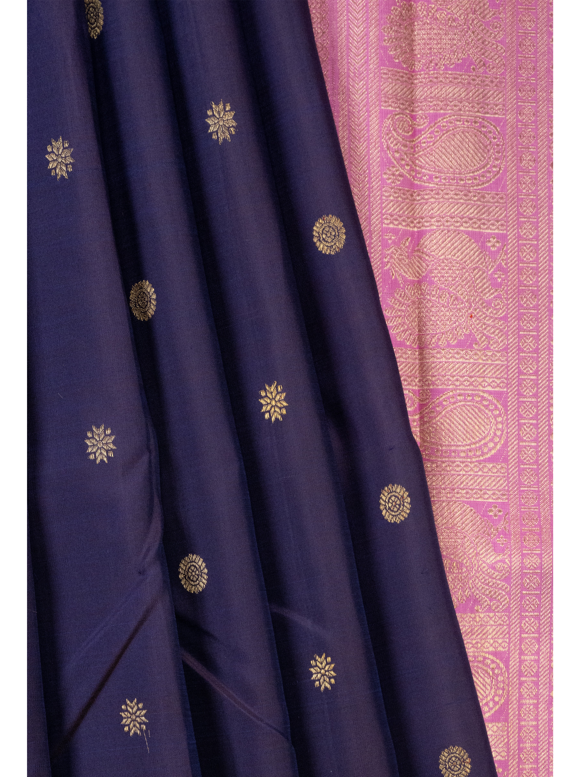 Deep purple korvai with pastel pink border