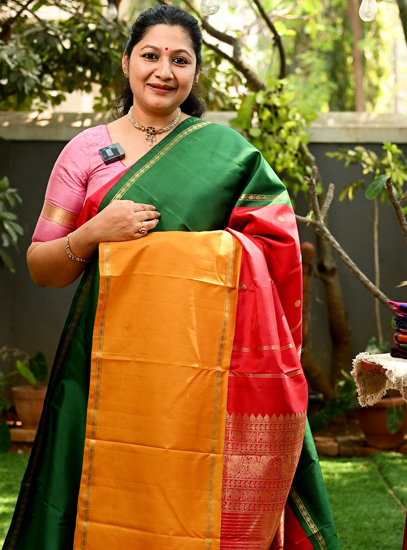 Ganga Jamuna Long Border Red Yellow Green