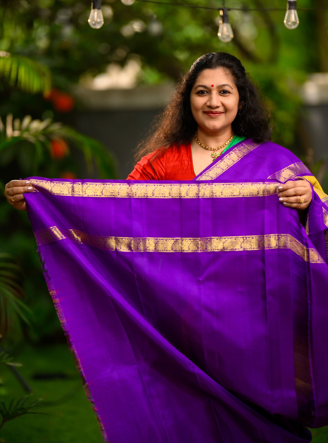 Korvai Kanjivaram in Sampanga and violet