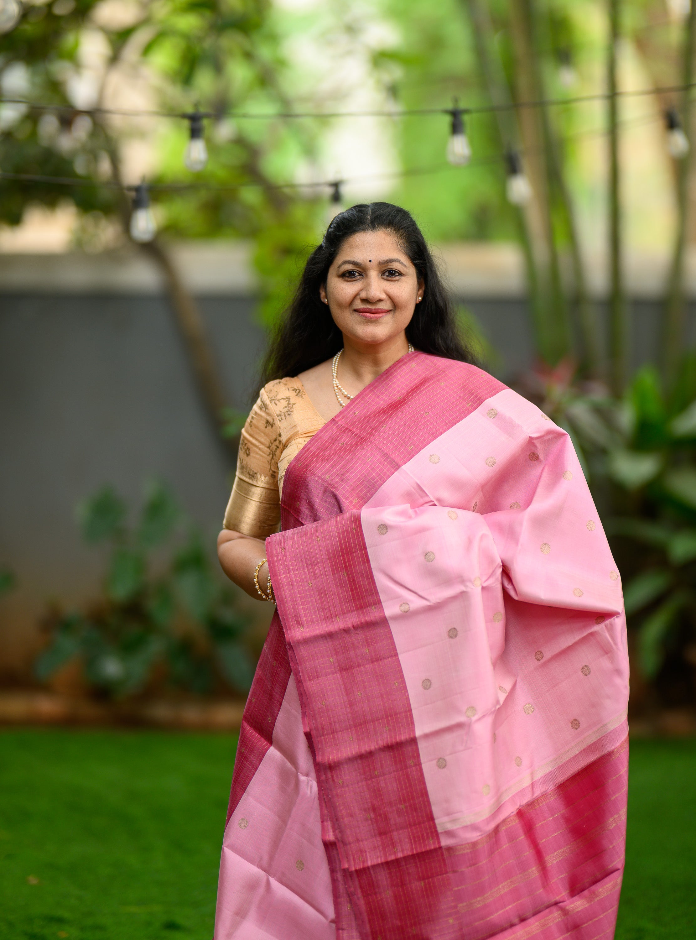 Pastel Pink Zari Kattam Kanjivaram