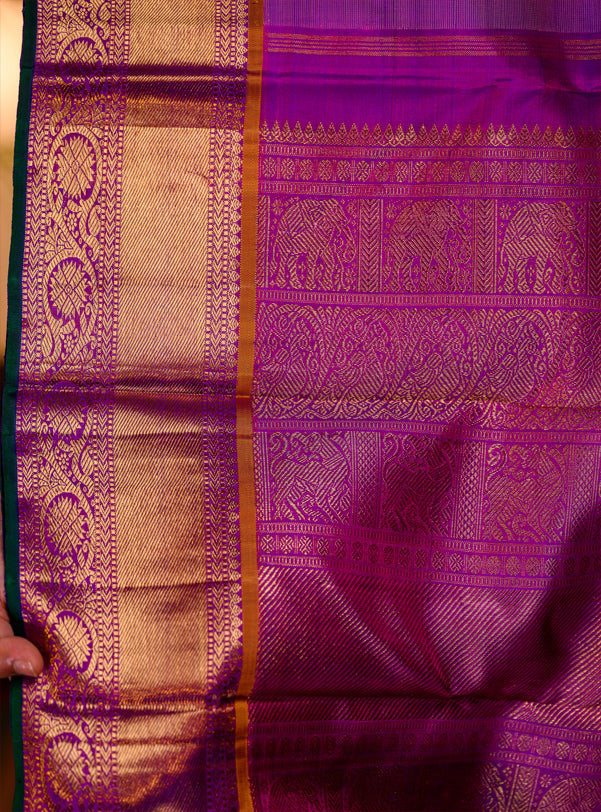 Milk White and Purple Korvai Kanjivaram
