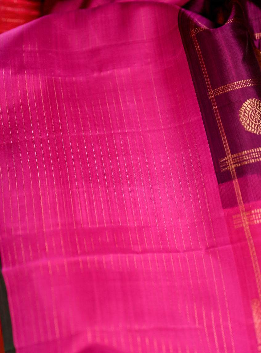 Purple and magenta Kattam Kanjivaram