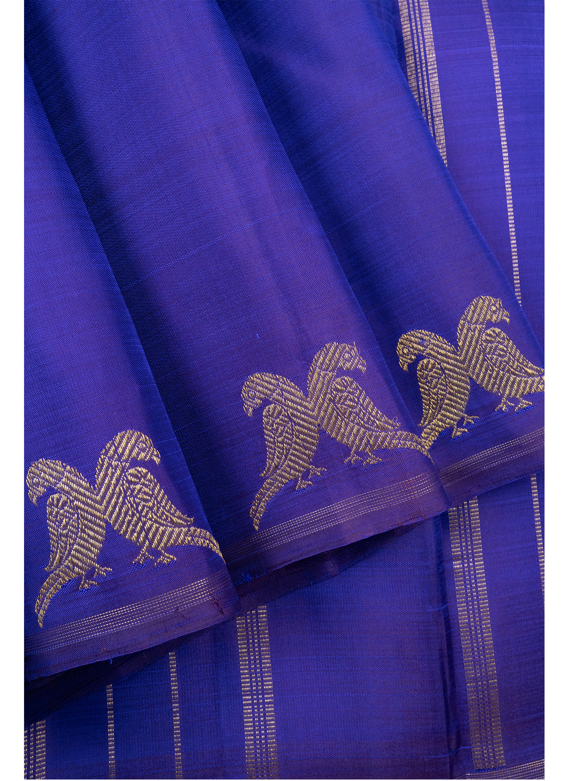 Simple borderless Saphire Blue Kanjivaram