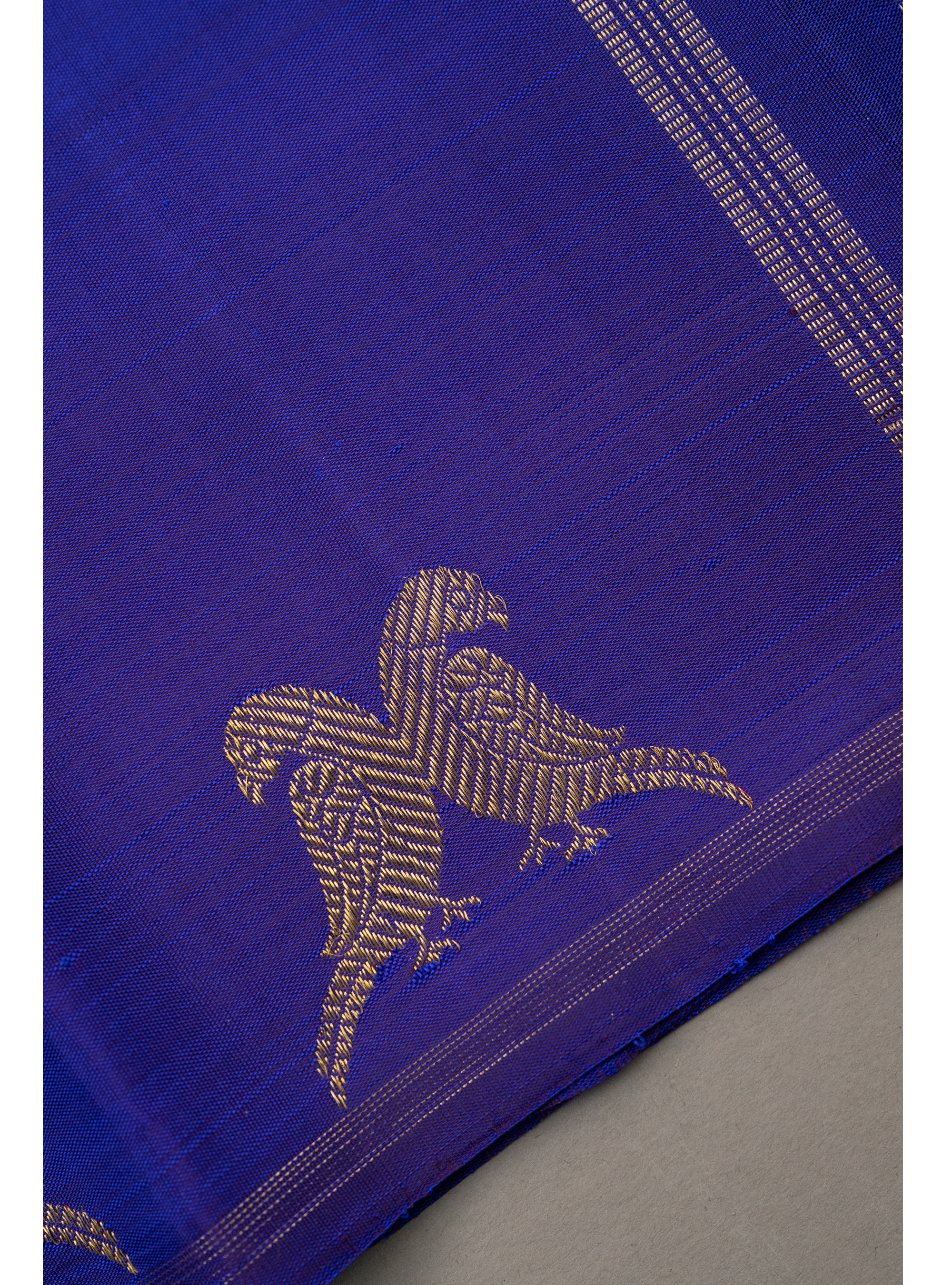 Simple borderless Saphire Blue Kanjivaram