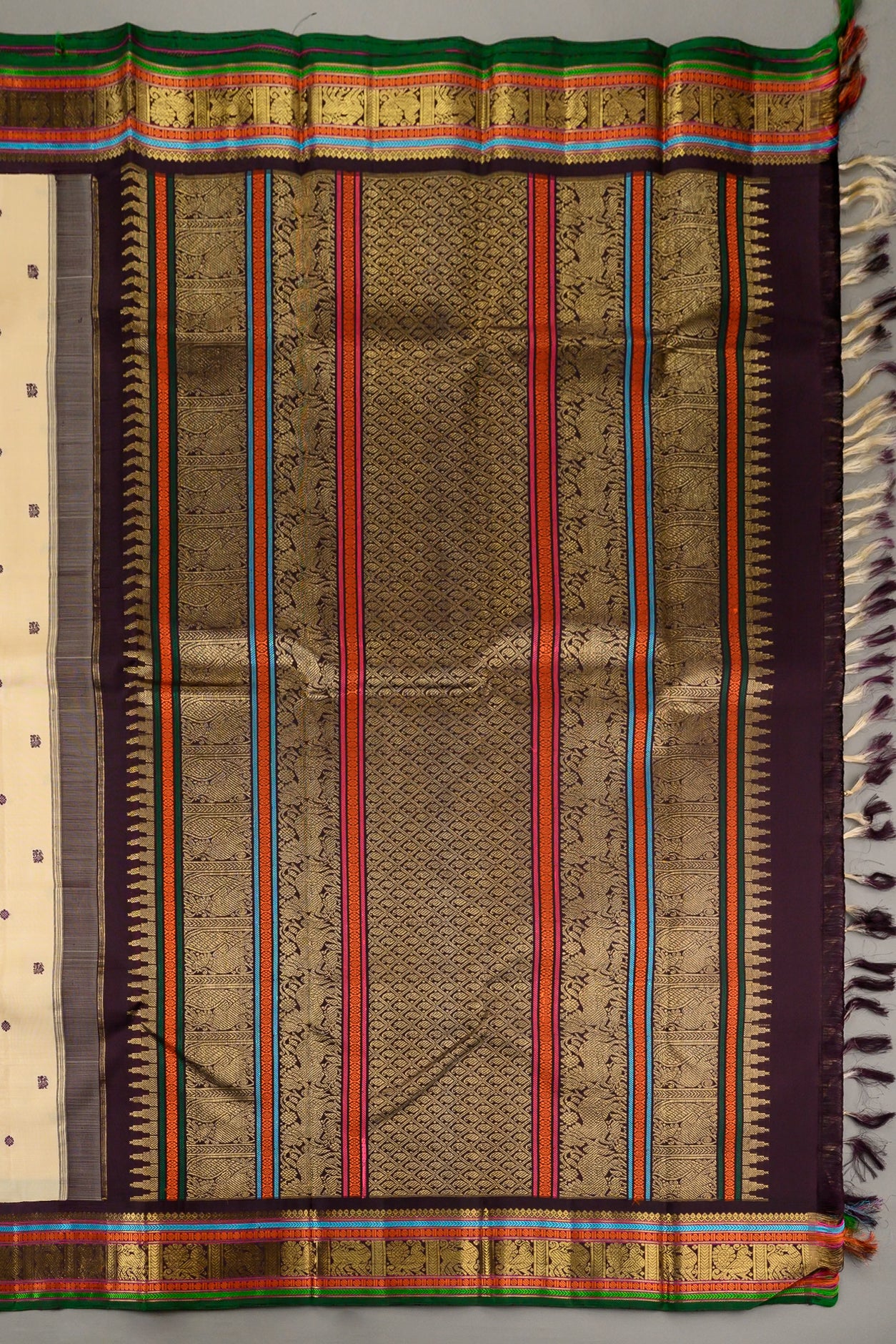 Tussar Cream Korvai Kanjivaram