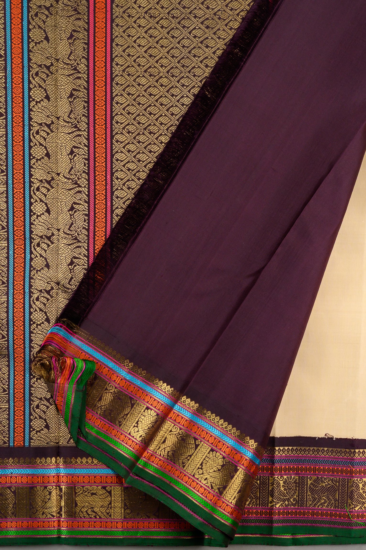 Tussar Cream Korvai Kanjivaram